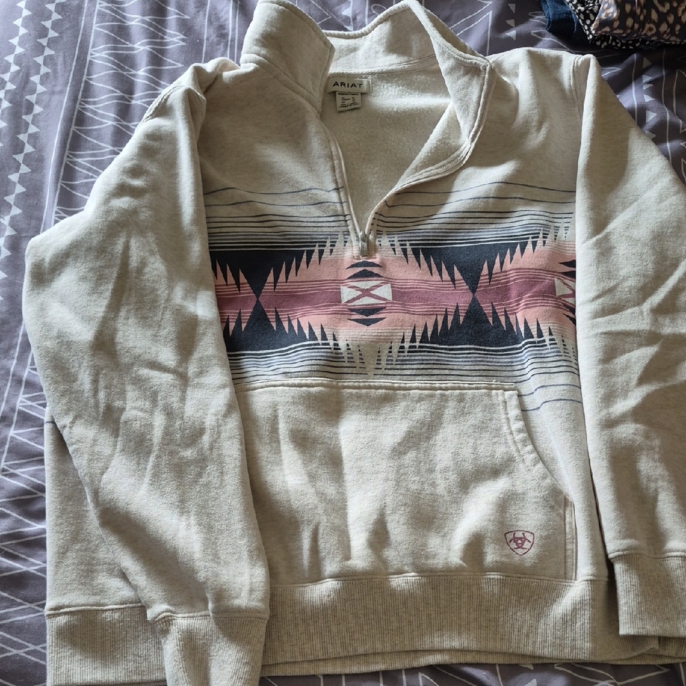 Ariat Women's Cream and Pink Cowl Neck Sweater